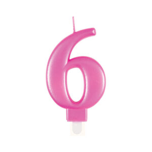 Svíčka dortová růžová číslo 6 Albi