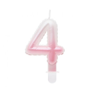 Svíčka dortová růžovo-bílá číslo 4 Albi