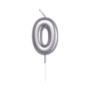 Svíčka dortová stříbrná 5 cm číslo 0 Albi