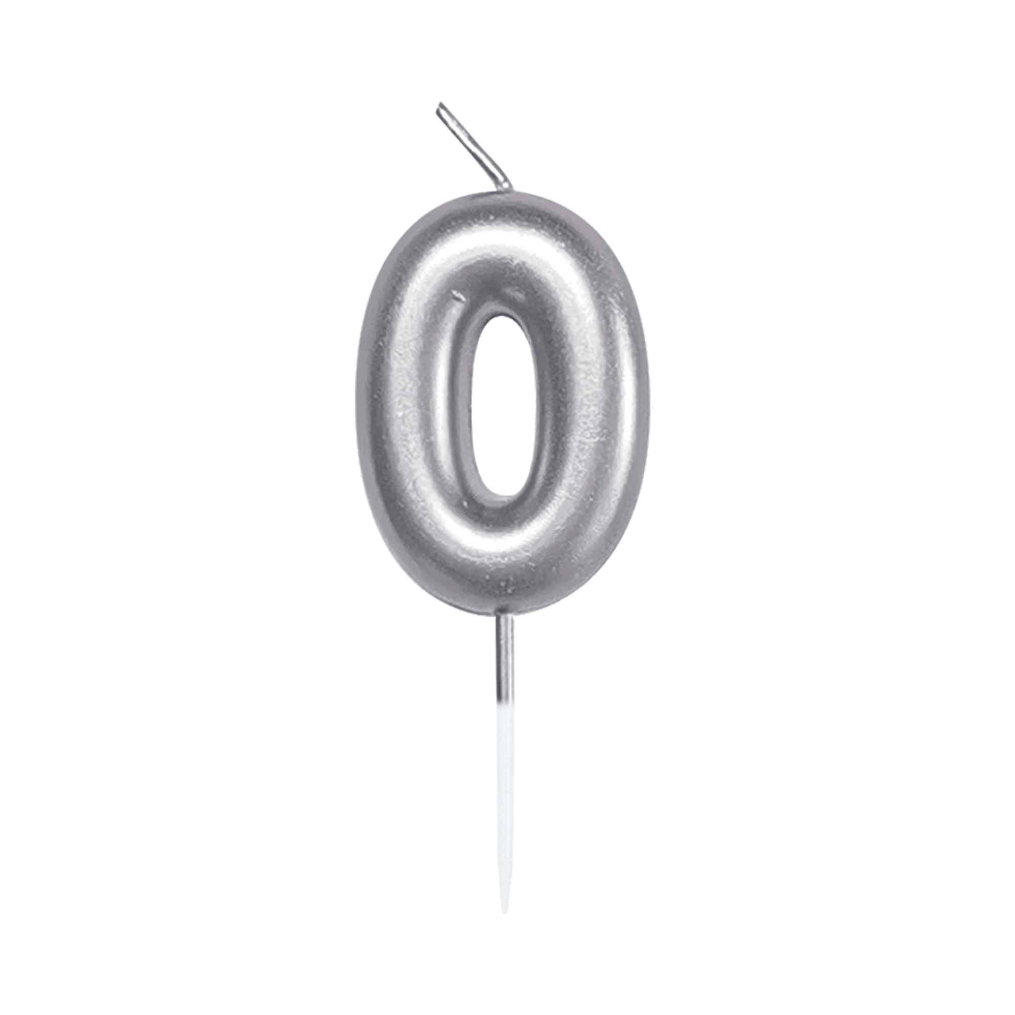 Svíčka dortová stříbrná 5 cm číslo 0 Albi