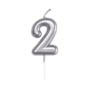 Svíčka dortová stříbrná 5 cm číslo 2 Albi