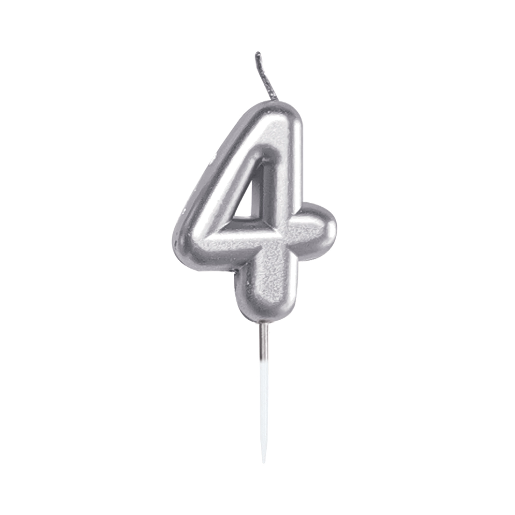 Svíčka dortová stříbrná 5 cm číslo 4 Albi