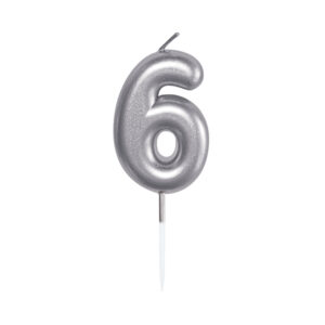 Svíčka dortová stříbrná 5 cm číslo 6 Albi