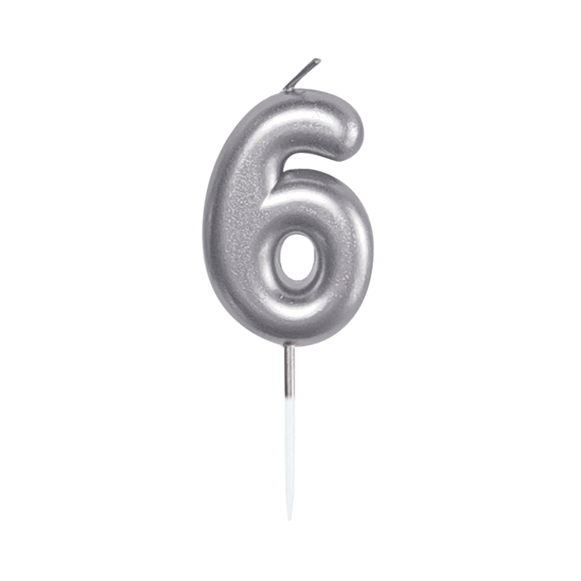 Svíčka dortová stříbrná 5 cm číslo 6 Albi