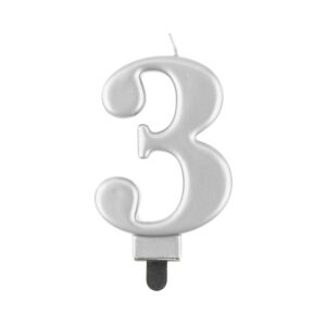 Svíčka dortová stříbrná číslo 3 Albi