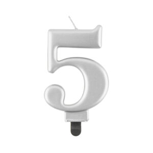 Svíčka dortová stříbrná číslo 5 Albi