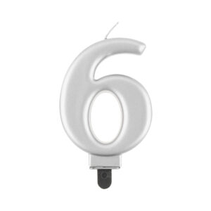 Svíčka dortová stříbrná číslo 6 Albi