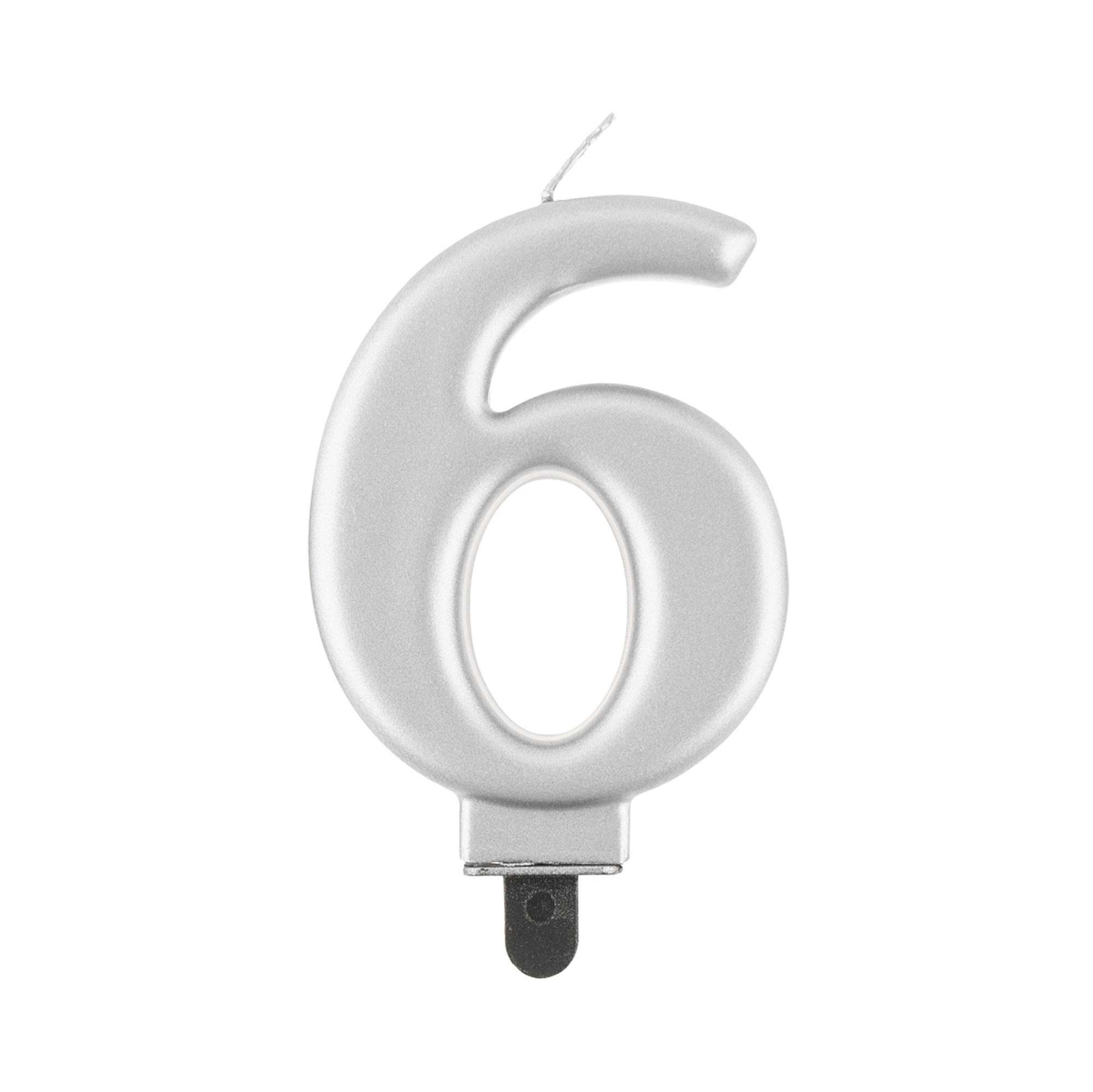 Svíčka dortová stříbrná číslo 6 Albi