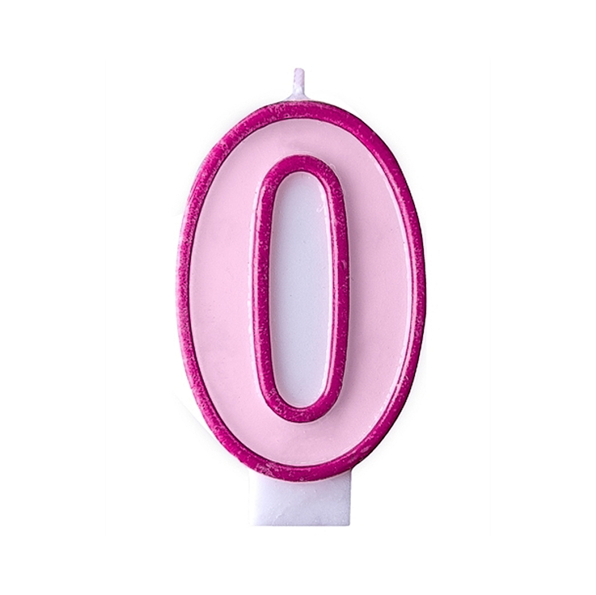 Svíčka dortová tm. růžový okraj číslo 0 Albi