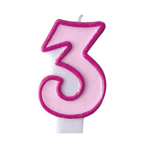 Svíčka dortová tm. růžový okraj číslo 3 Albi