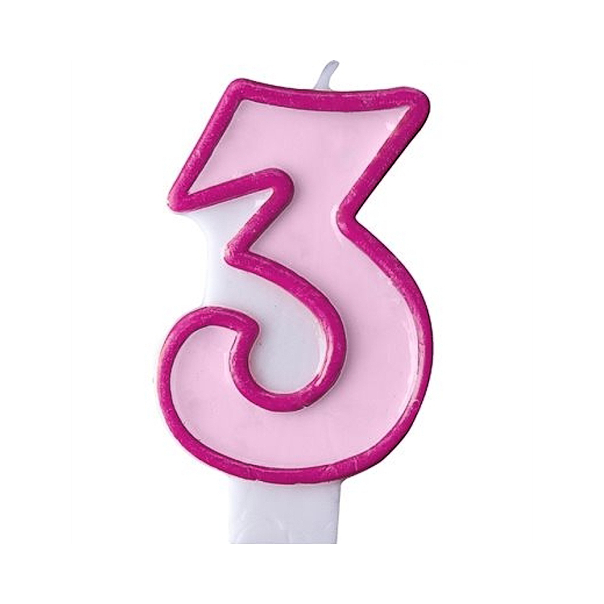 Svíčka dortová tm. růžový okraj číslo 3 Albi