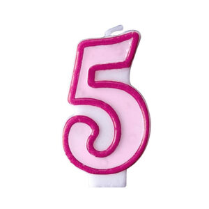 Svíčka dortová tm. růžový okraj číslo 5 Albi