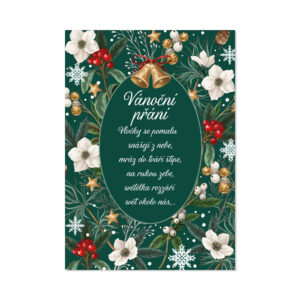 Vánoční hrací přání - Bílé květy a bobule Albi