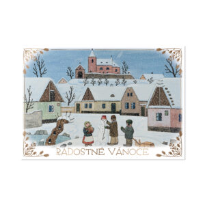 Vánoční přání Josef Lada - Děti staví sněhuláka Albi