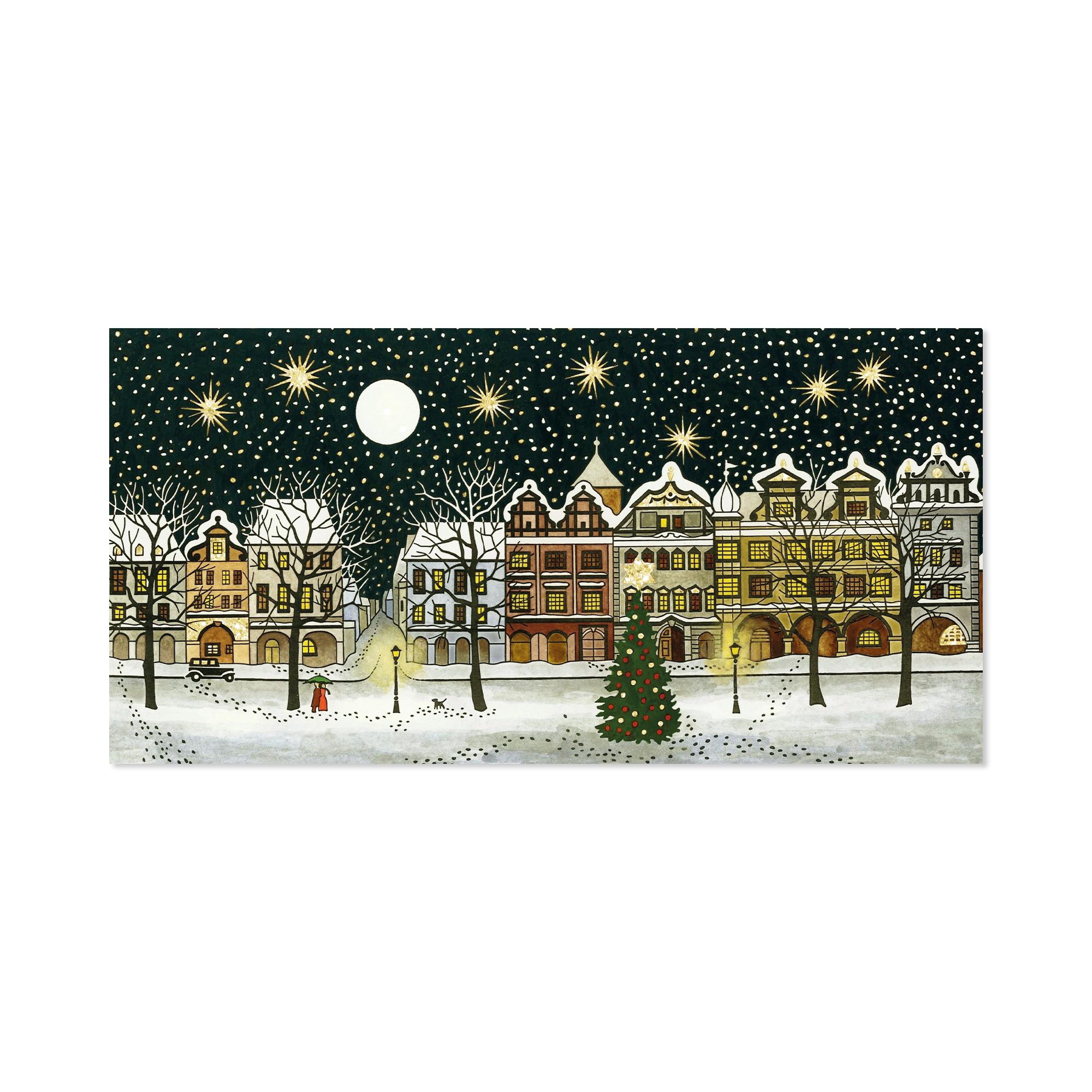 Vánoční přání - Zasněžená ulice Albi