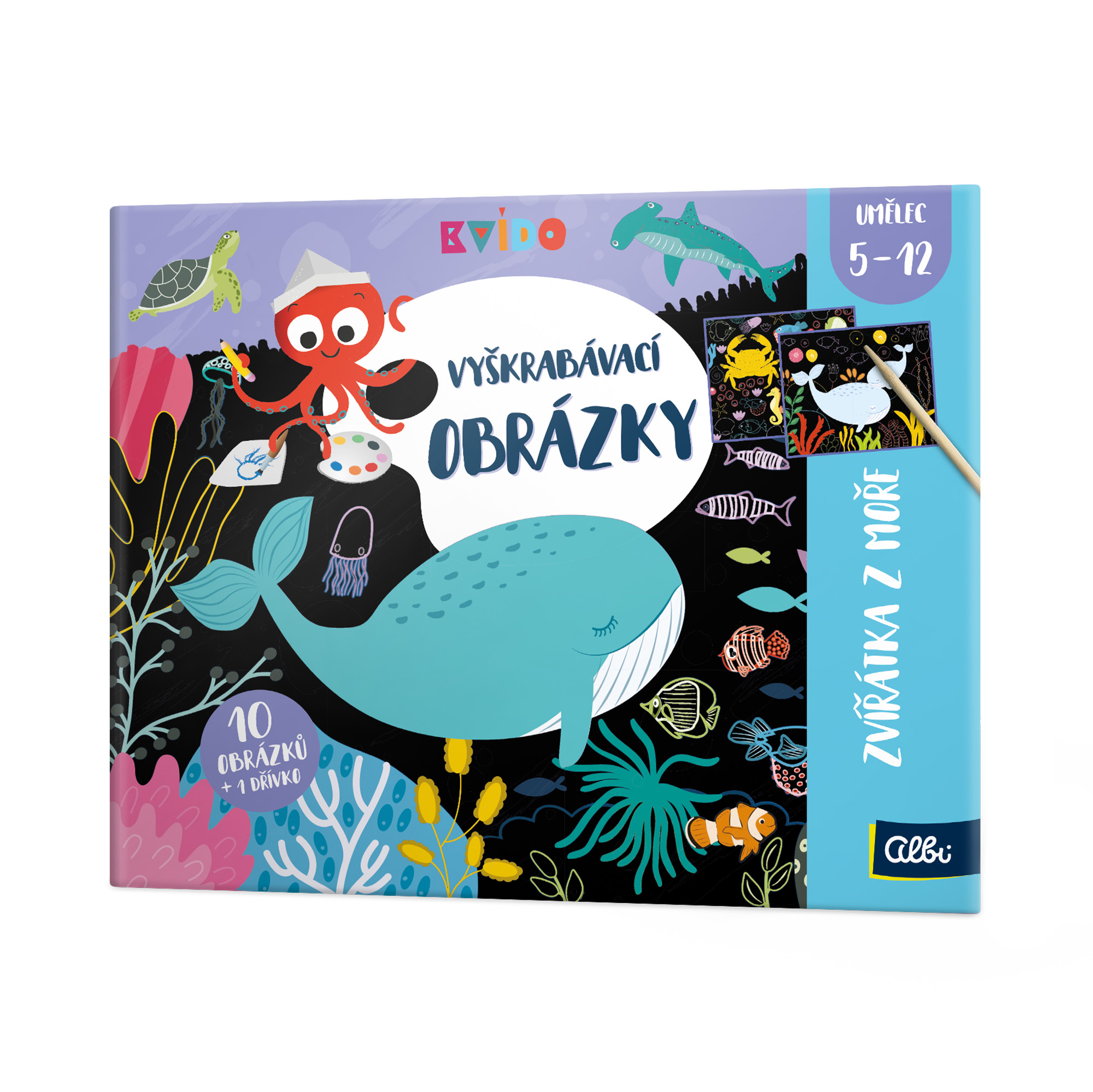 Vyškrabávací obrázky - Zvířátka z moře - Kvído Albi