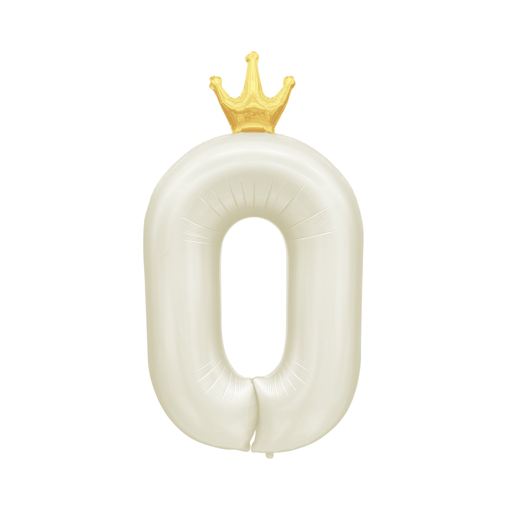 Balónek fóliový 82 cm světle krémový s korunkou číslo 0 Albi