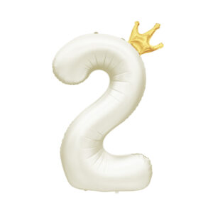 Balónek fóliový 82 cm světle krémový s korunkou číslo 2 Albi