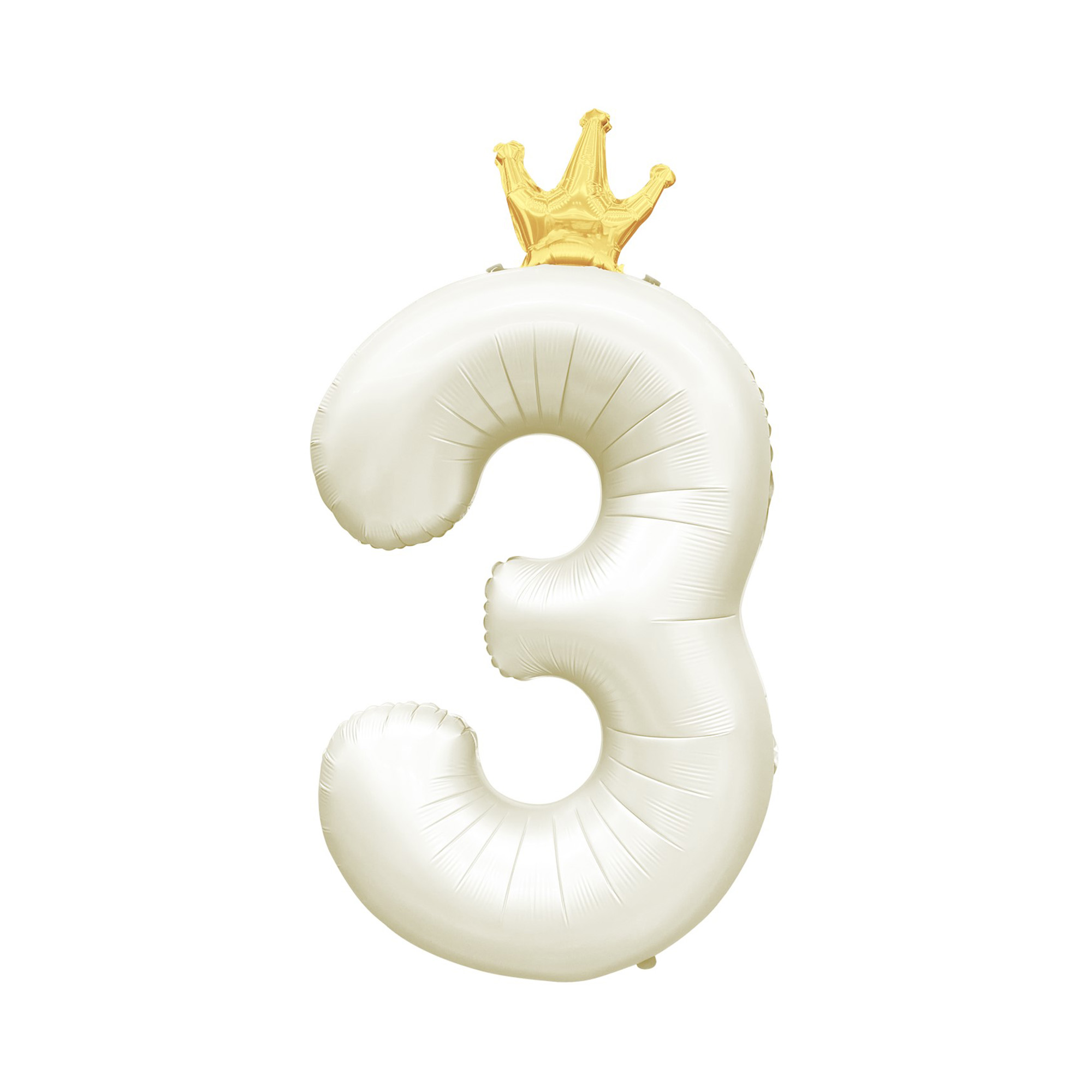Balónek fóliový 82 cm světle krémový s korunkou číslo 3 Albi