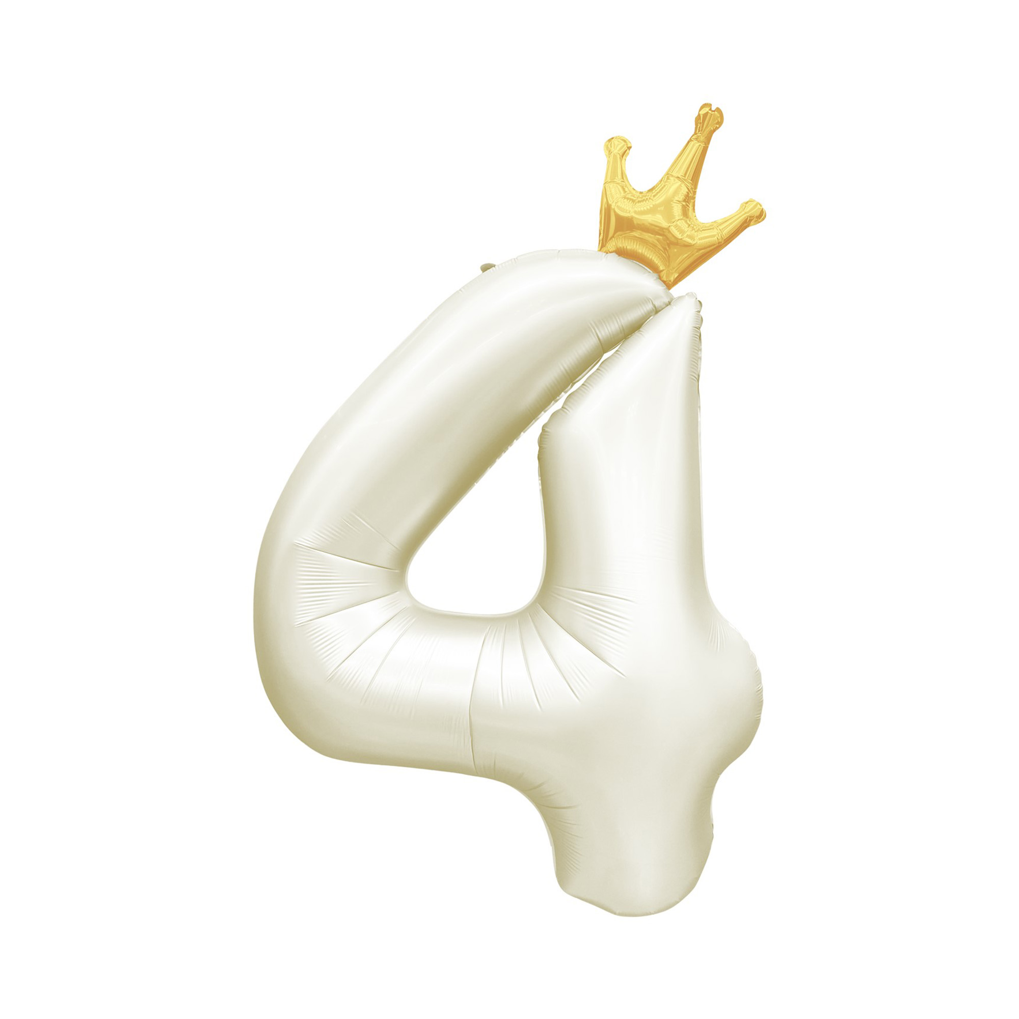 Balónek fóliový 82 cm světle krémový s korunkou číslo 4 Albi
