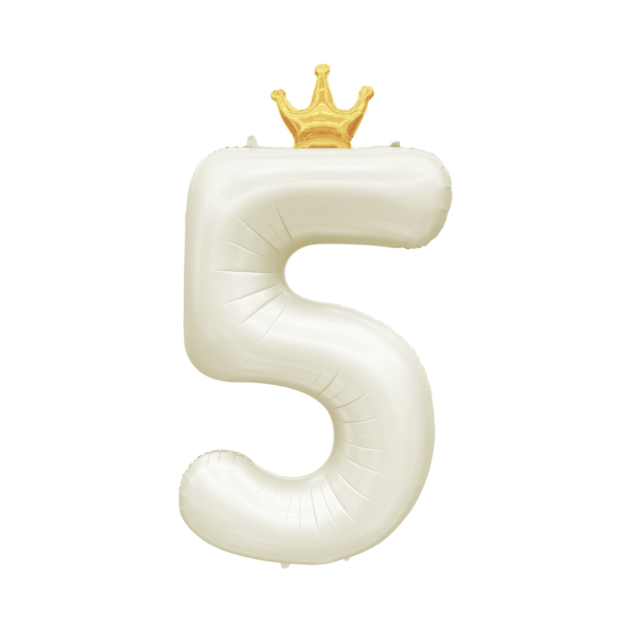 Balónek fóliový 82 cm světle krémový s korunkou číslo 5 Albi