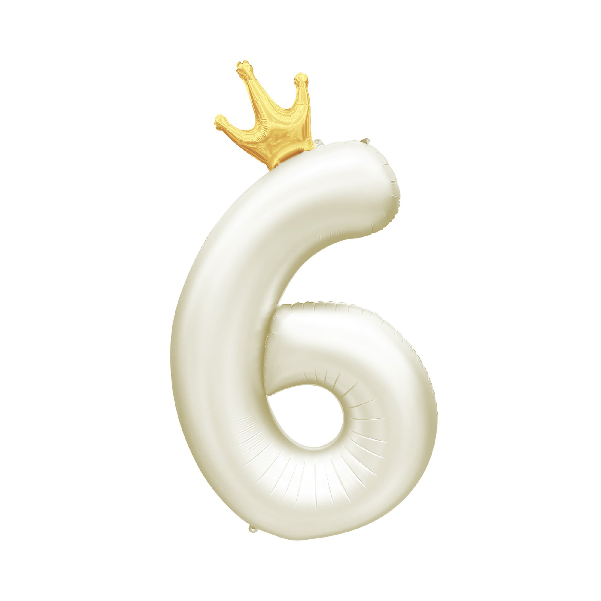 Balónek fóliový 82 cm světle krémový s korunkou číslo 6 Albi