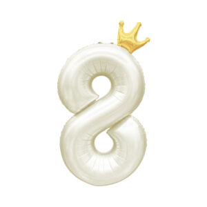 Balónek fóliový 82 cm světle krémový s korunkou číslo 8 Albi