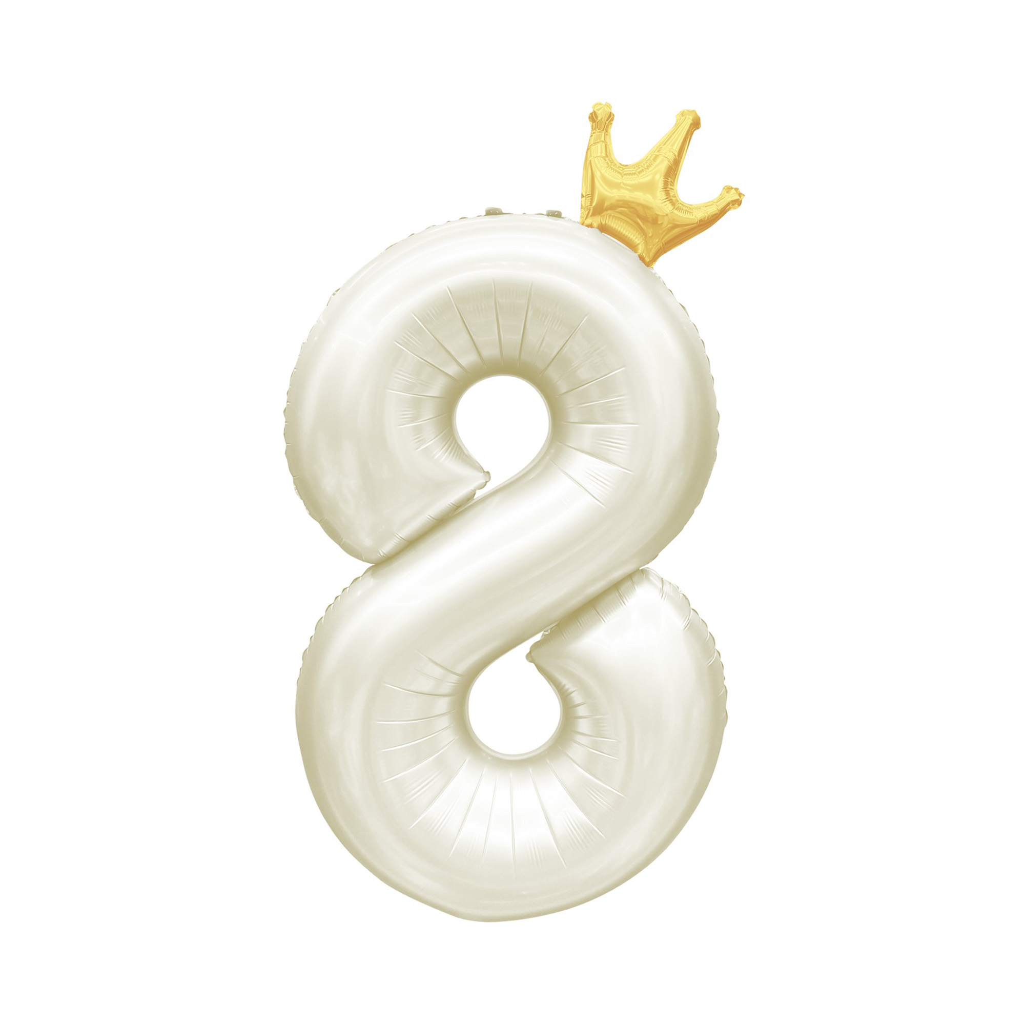 Balónek fóliový 82 cm světle krémový s korunkou číslo 8 Albi