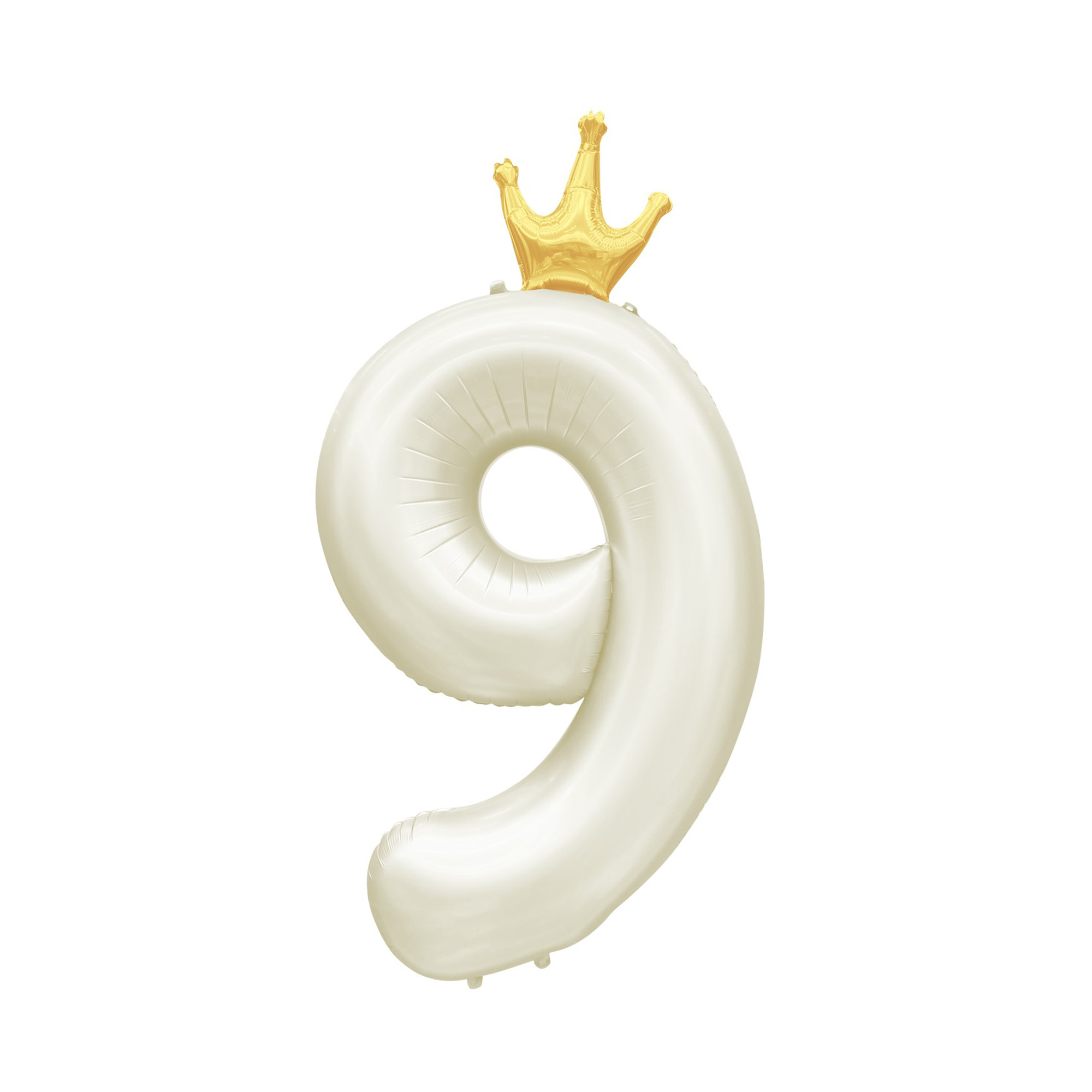 Balónek fóliový 82 cm světle krémový s korunkou číslo 9 Albi