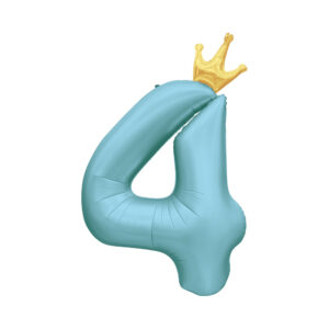 Balónek fóliový 82 cm světle modrý s korunkou číslo 4 Albi