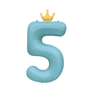 Balónek fóliový 82 cm světle modrý s korunkou číslo 5 Albi