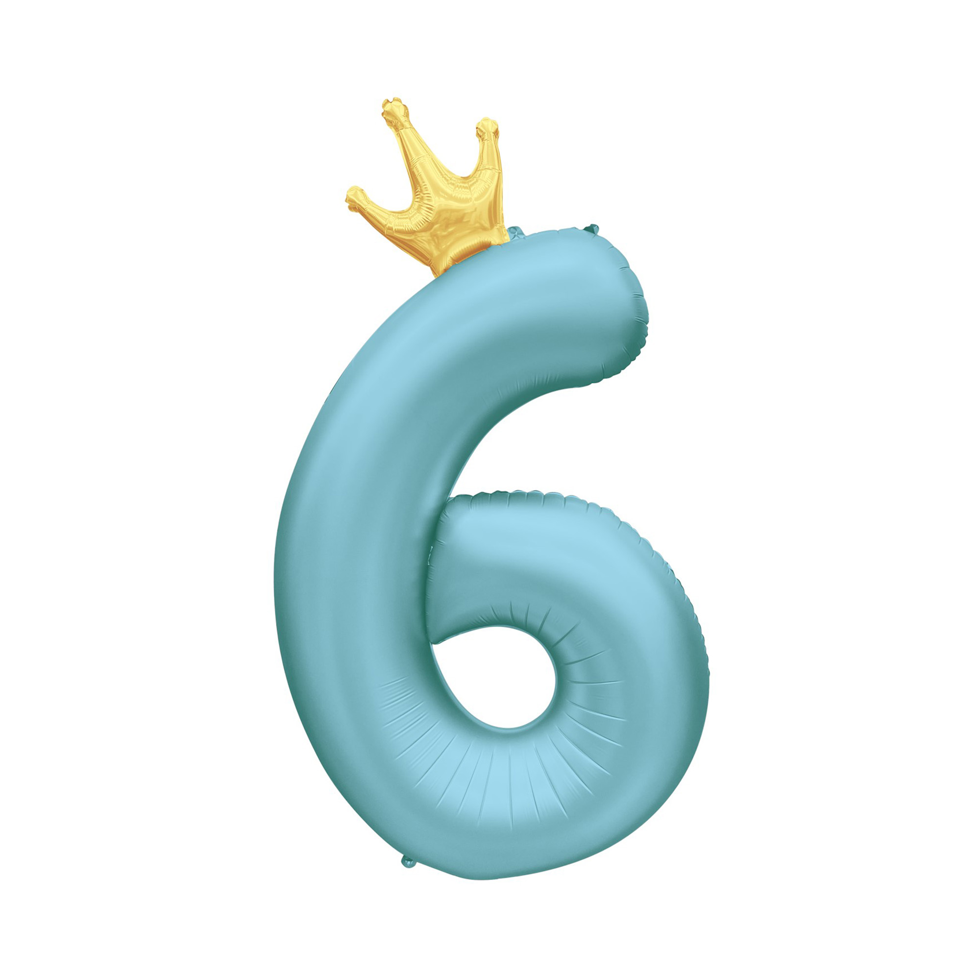 Balónek fóliový 82 cm světle modrý s korunkou číslo 6 Albi