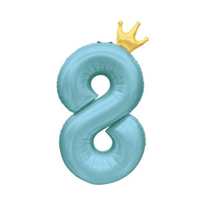 Balónek fóliový 82 cm světle modrý s korunkou číslo 8 Albi