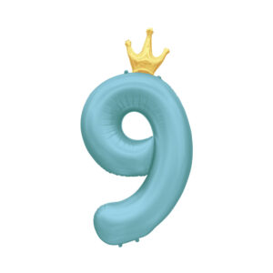 Balónek fóliový 82 cm světle modrý s korunkou číslo 9 Albi