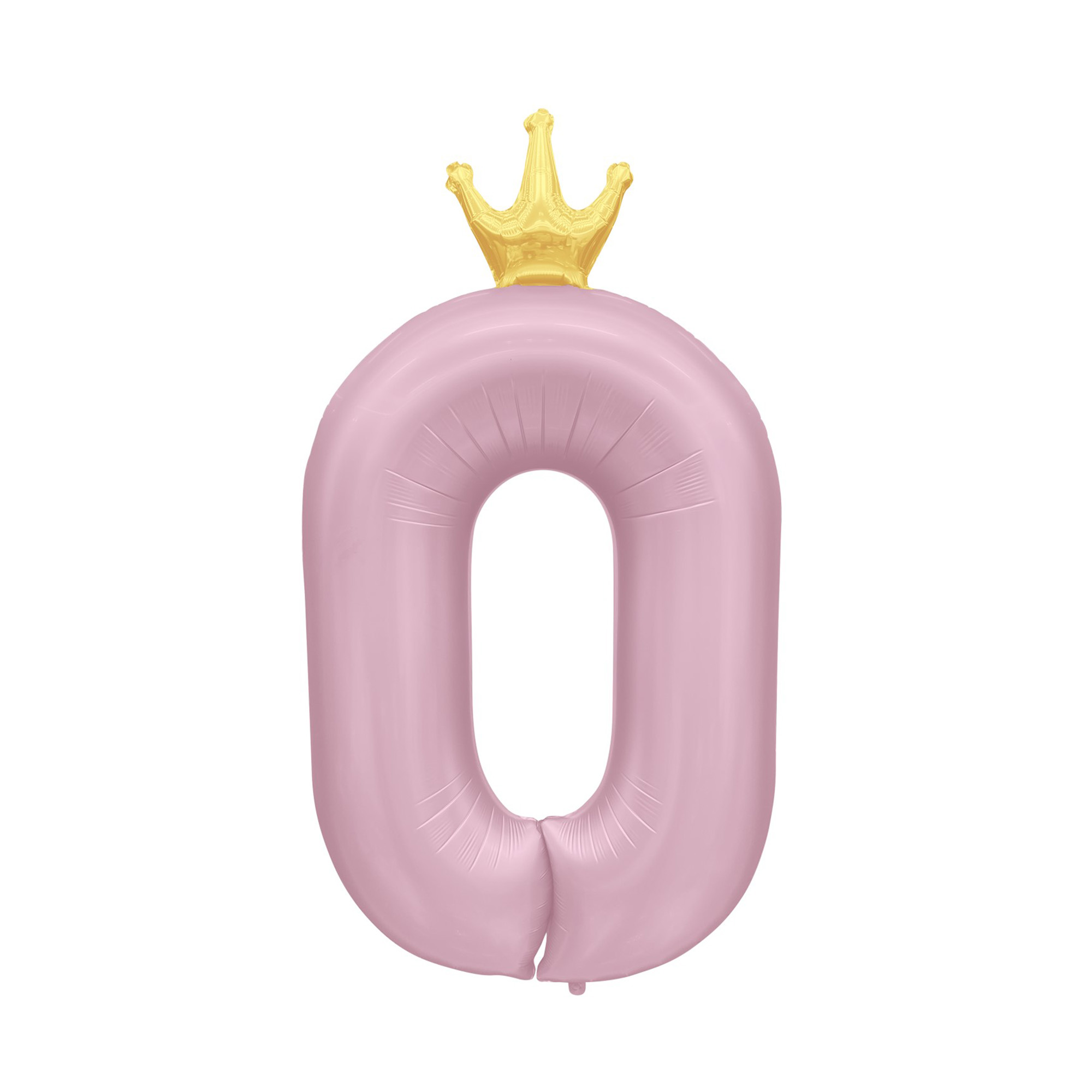 Balónek fóliový 82 cm světle růžový s korunkou číslo 0 Albi