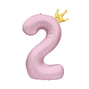 Balónek fóliový 82 cm světle růžový s korunkou číslo 2 Albi