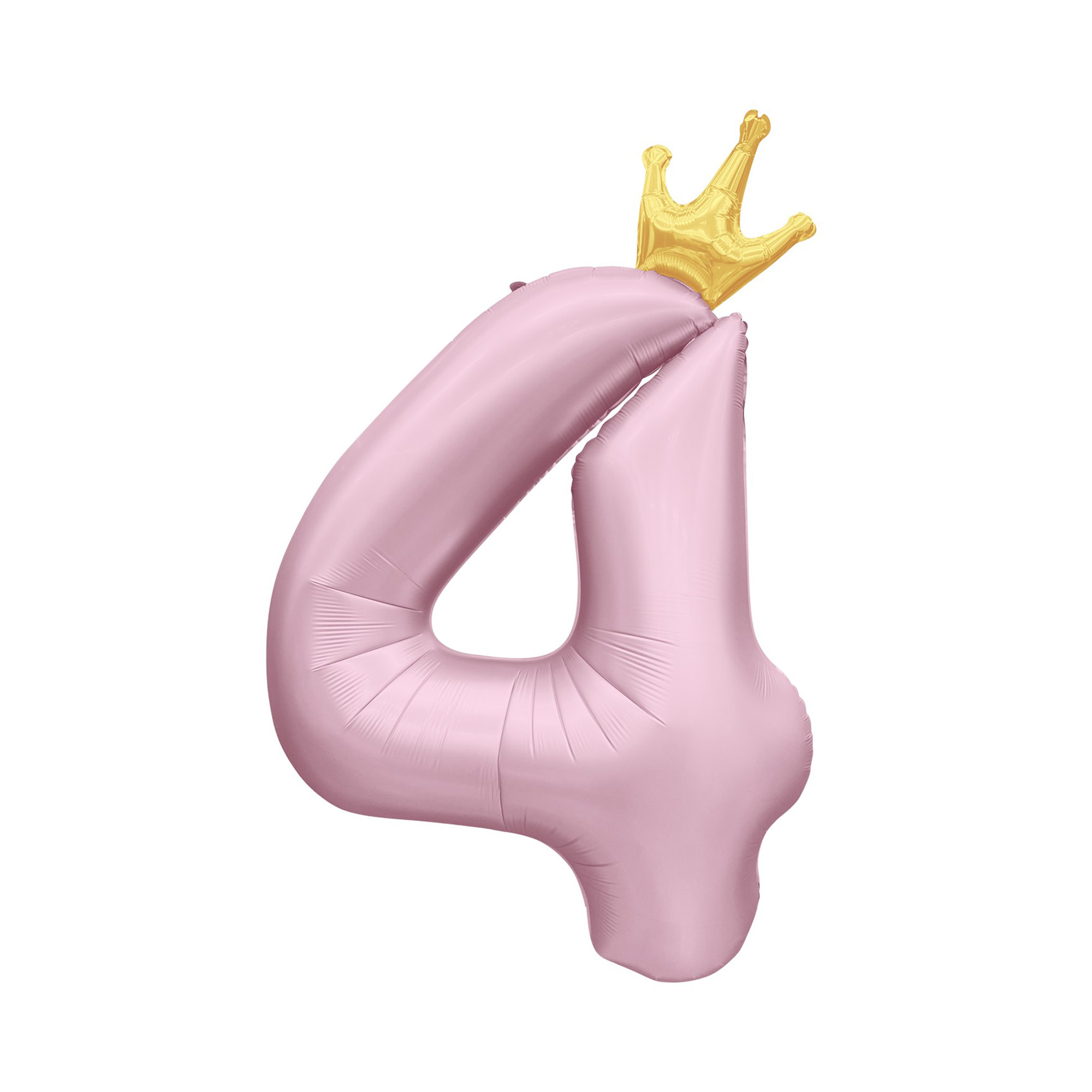 Balónek fóliový 82 cm světle růžový s korunkou číslo 4 Albi