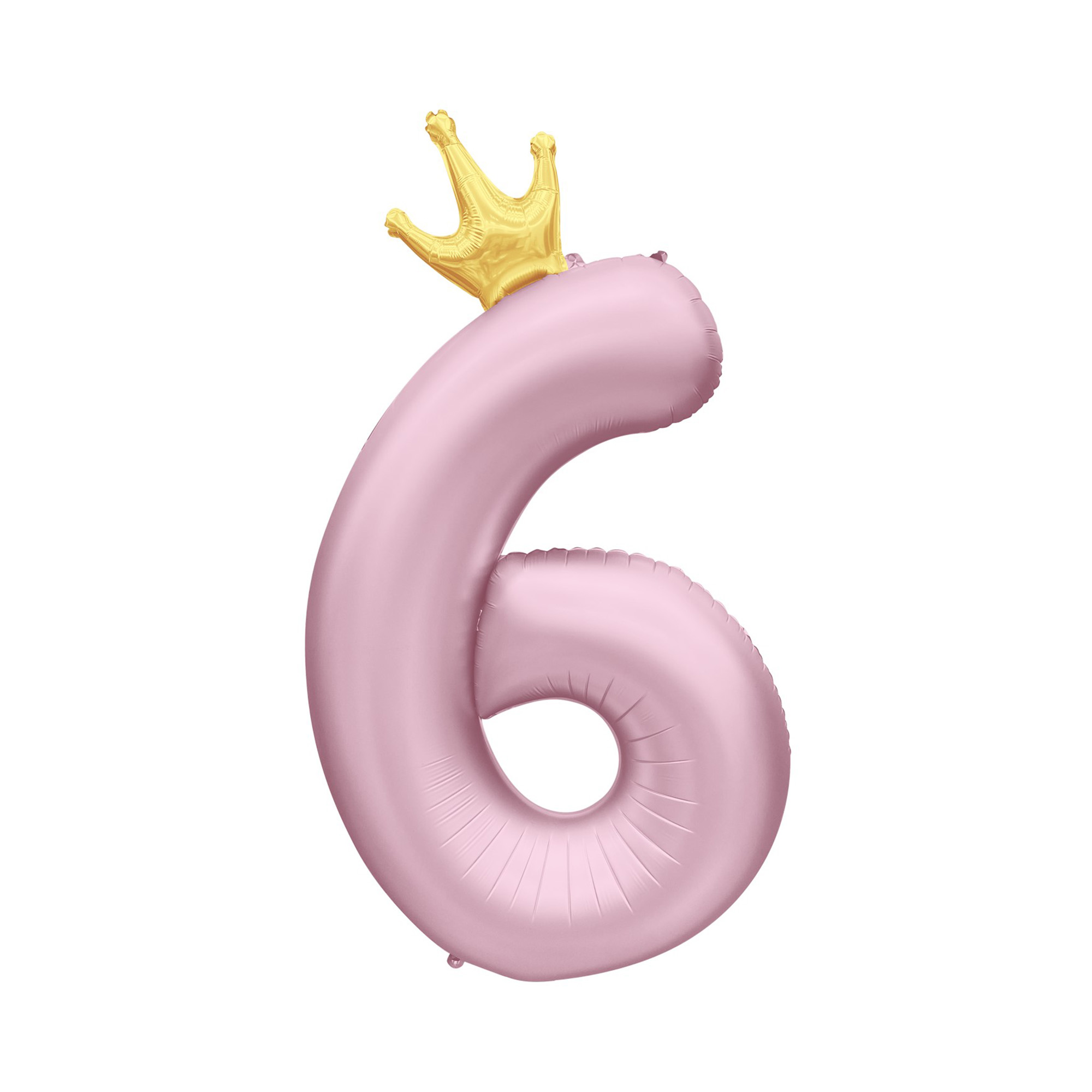 Balónek fóliový 82 cm světle růžový s korunkou číslo 6 Albi