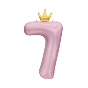 Balónek fóliový 82 cm světle růžový s korunkou číslo 7 Albi