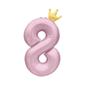 Balónek fóliový 82 cm světle růžový s korunkou číslo 8 Albi