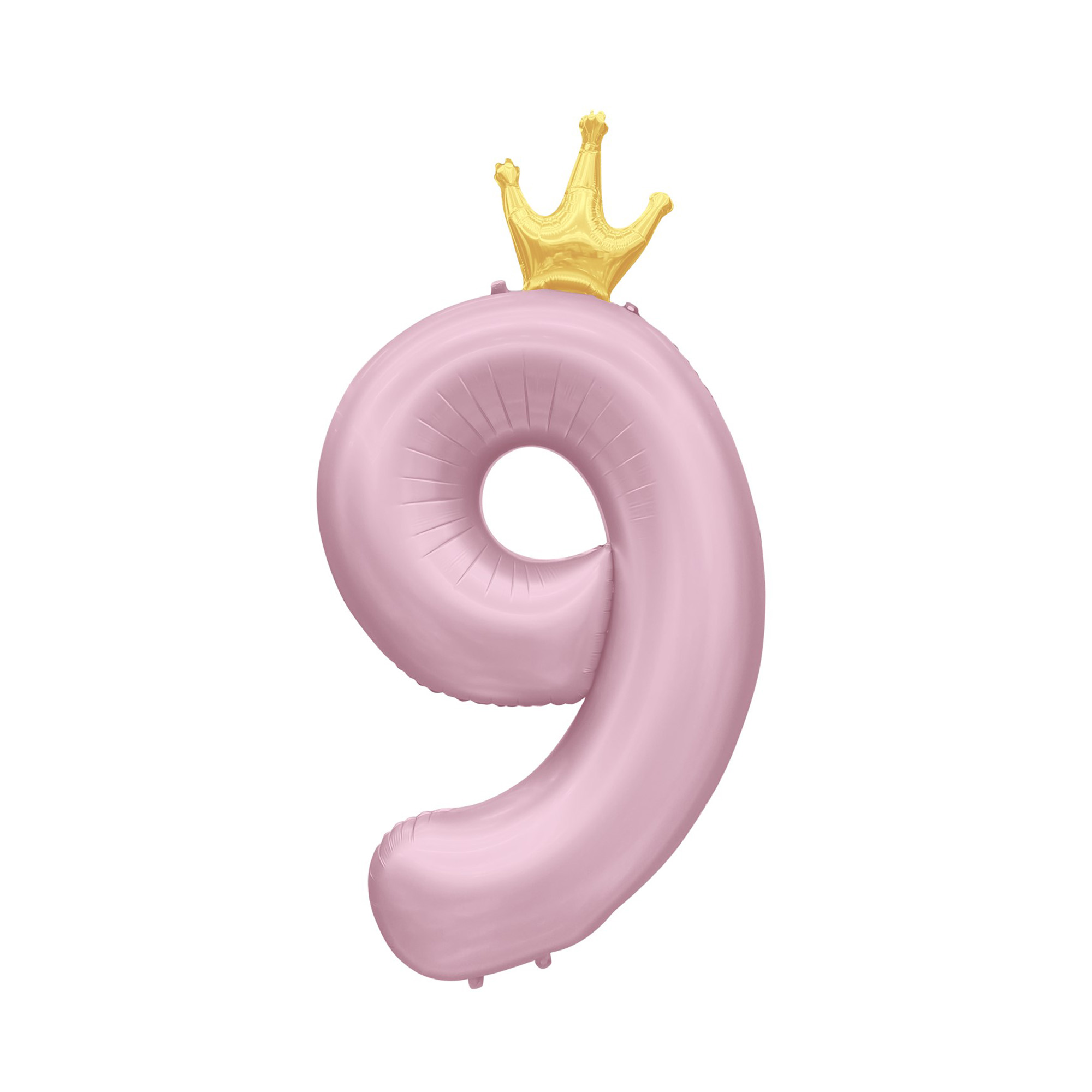 Balónek fóliový 82 cm světle růžový s korunkou číslo 9 Albi