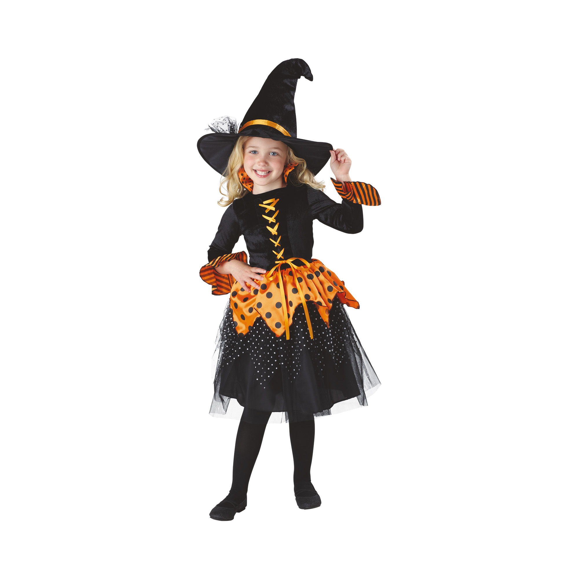 Kostým dětský Čarodějka oranžovo-černá vel. 4-6 let Albi
