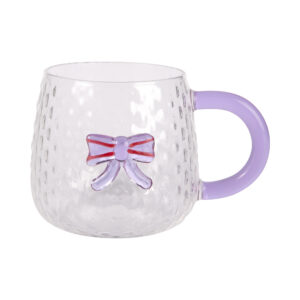 Skleněný hrnek - 3D fialová mašle Albi