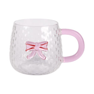 Skleněný hrnek - 3D růžová mašle Albi
