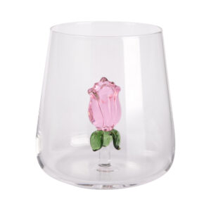 Sklenice s 3D figurkou - Růže Albi