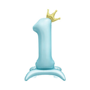 Balónek fóliový Stojící číslo 1 s korunkou světle modré 82 cm Albi