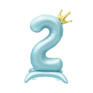 Balónek fóliový Stojící číslo 2 s korunkou světle modré 82 cm Albi