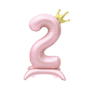 Balónek fóliový Stojící číslo 2 s korunkou světle růžové 82 cm Albi