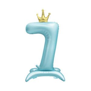 Balónek fóliový Stojící číslo 7 s korunkou světle modré 82 cm Albi