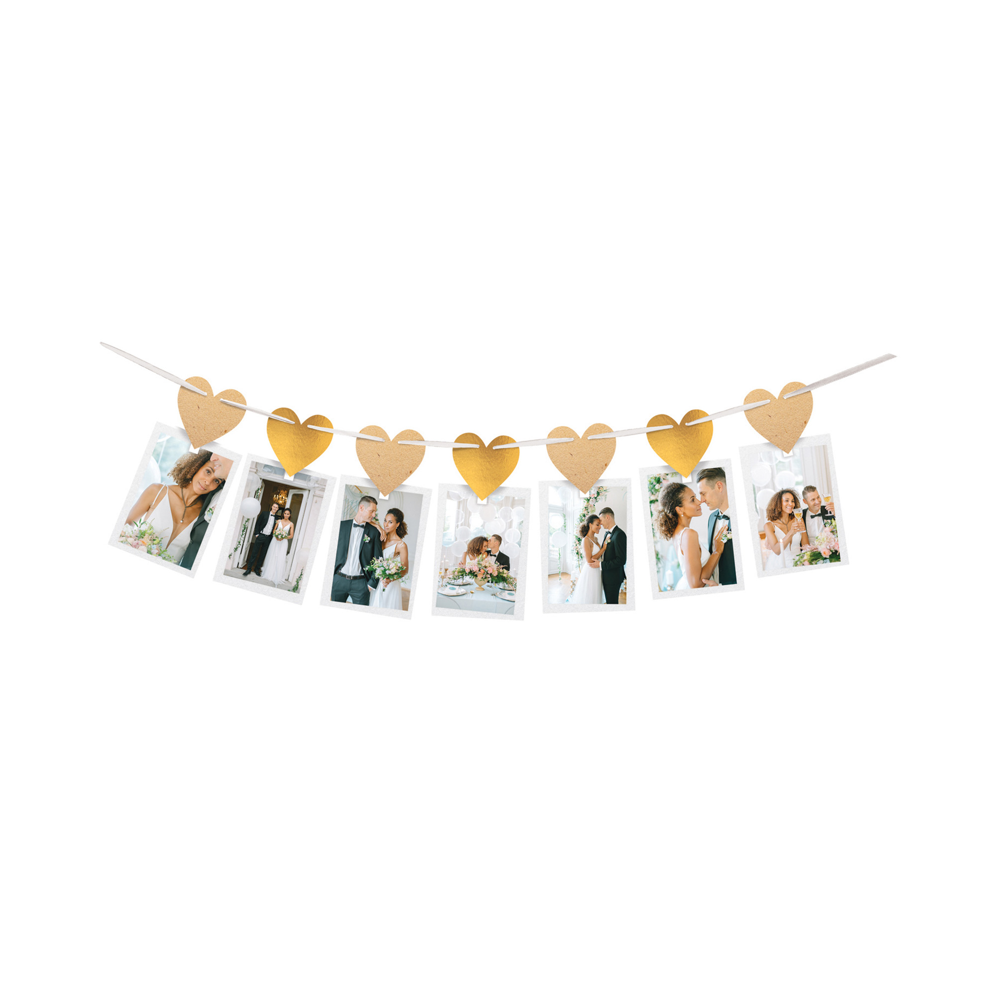 Girlanda srdíčka zlatá s kolíčky Albi